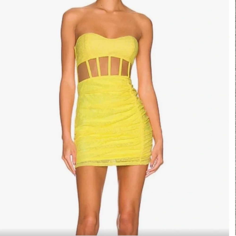 Revolve‎ NBD Yellow Lace Corset Dress